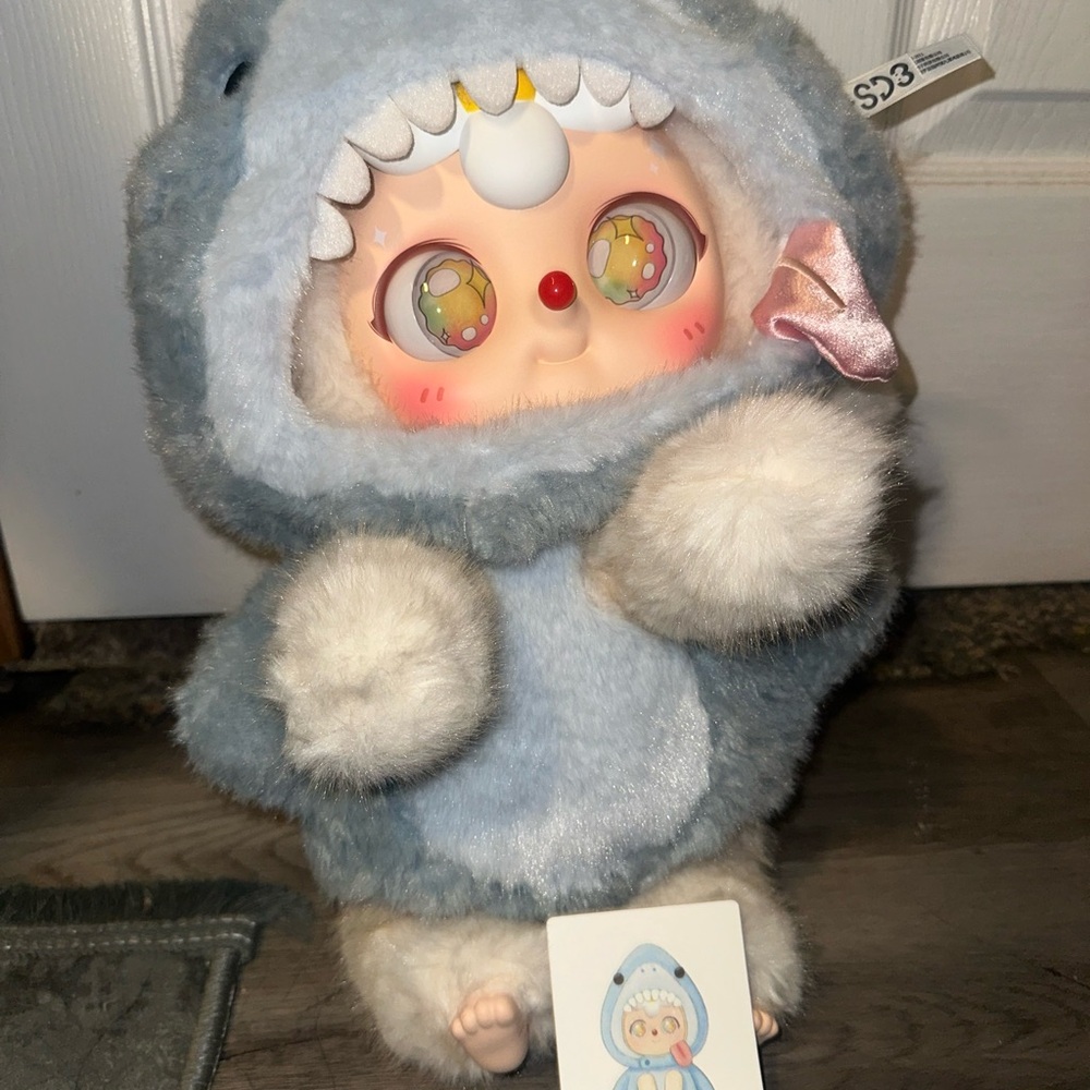 Adorable Plush Doll in Blue and White